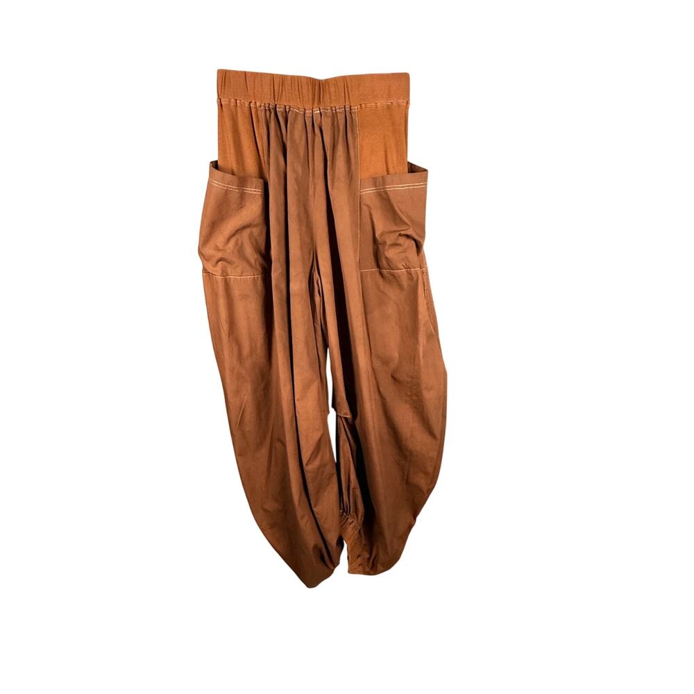 Free People Beach Brown Adjustable Drawstring Ruched Harem Cargo Pants OB1616132